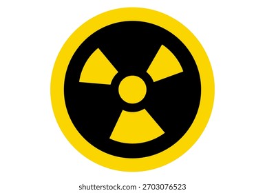 Sinal de círculo amarelo de aviso de radiação nuclear
