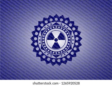 nuclear, radioactive icon with denim texture