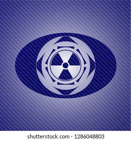 nuclear, radioactive icon with denim texture
