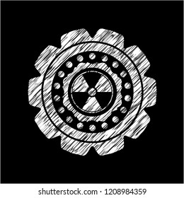 nuclear, radioactive icon drawn with chalkboard texture