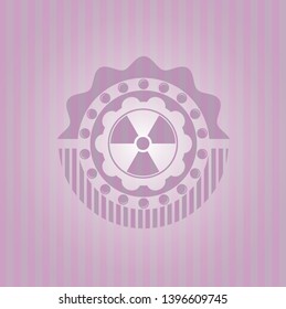 nuclear, radioactive icon inside badge with pink background