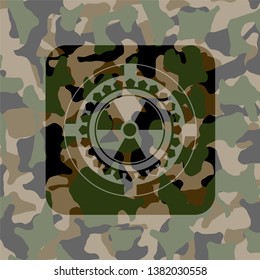 nuclear, radioactive icon inside camo texture