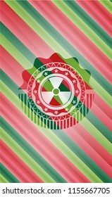 nuclear, radioactive icon inside christmas style emblem.