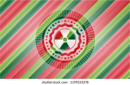 nuclear, radioactive icon inside christmas emblem.