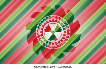 nuclear, radioactive icon inside christmas emblem background.