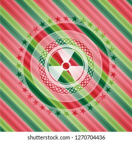 nuclear, radioactive icon inside christmas emblem.