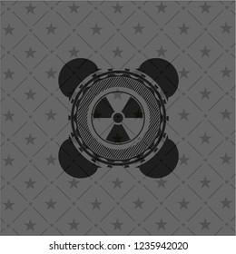 nuclear, radioactive icon inside dark emblem