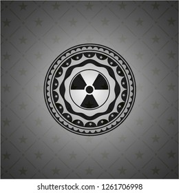 nuclear, radioactive icon inside dark emblem