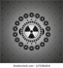 nuclear, radioactive icon inside dark emblem