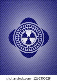 nuclear, radioactive icon inside emblem with jean high quality background