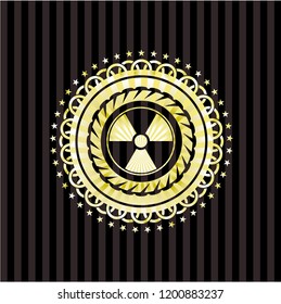 nuclear, radioactive icon inside gold shiny emblem
