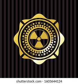 nuclear, radioactive icon inside gold badge