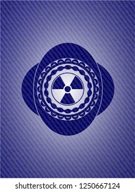 nuclear, radioactive icon inside jean background
