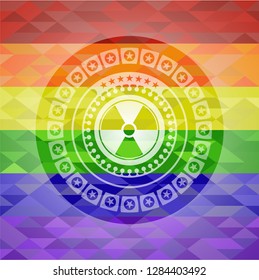 nuclear, radioactive icon inside lgbt colors emblem 