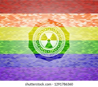 nuclear, radioactive icon inside lgbt colors emblem 