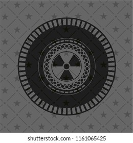 nuclear, radioactive icon inside realistic dark emblem