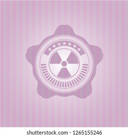 nuclear, radioactive icon inside realistic pink emblem