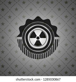 nuclear, radioactive icon inside realistic dark emblem