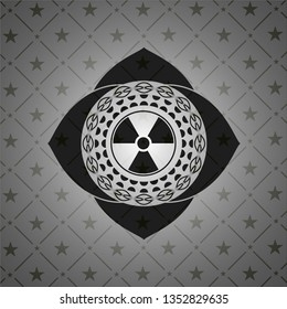nuclear, radioactive icon inside realistic dark emblem