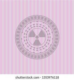 nuclear, radioactive icon inside realistic pink emblem