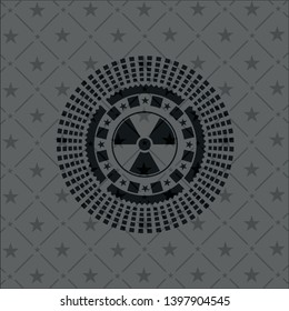 nuclear, radioactive icon inside realistic black emblem