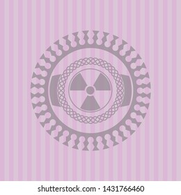 nuclear, radioactive icon inside realistic pink emblem