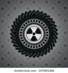 nuclear, radioactive icon inside realistic dark emblem