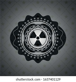 nuclear, radioactive icon inside realistic dark emblem