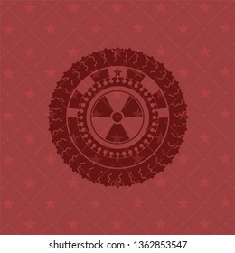 nuclear, radioactive icon inside red icon or emblem