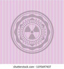 nuclear, radioactive icon inside retro style pink emblem
