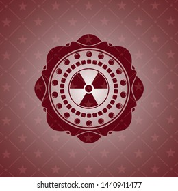 nuclear, radioactive icon inside retro style red emblem