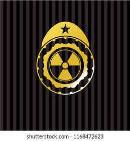 nuclear, radioactive icon inside shiny badge