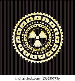 nuclear, radioactive icon inside shiny emblem