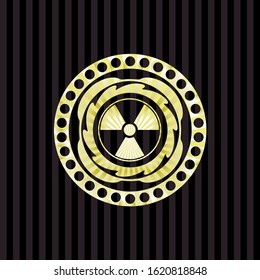 nuclear, radioactive icon inside shiny badge