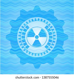 nuclear, radioactive icon inside water wave concept style emblem.