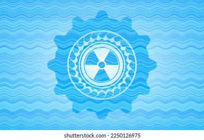 nuclear, radioactive icon inside water concept emblem. 
