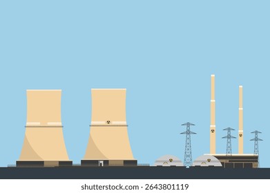 Ilustração plana de fundo de reator nuclear