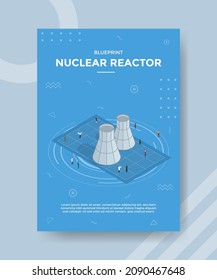 nuclear reactor blueprint concept for template banner and flyer with isometric style