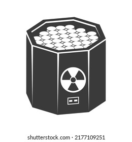 Nuclear reactor with graphite rods glyph icon isolated on white background.Vector illustration.