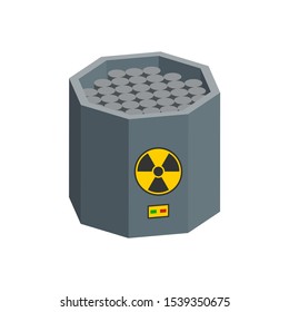 Nuclear reactor with graphite rods.Isometric and 3D view.