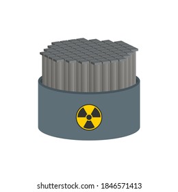 Reactor nuclear con barras de grafito.Vista isométrica vectorial y 3D.	