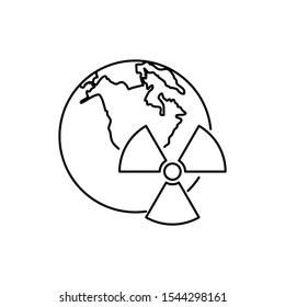 Nuclear reactor icon. Outline thin line illustration. Flat and isolated on white background. 