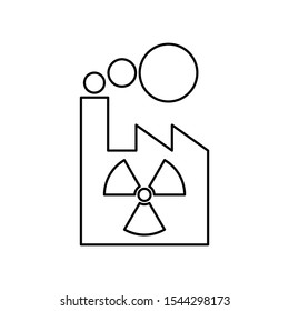Nuclear reactor icon. Outline thin line illustration. Flat and isolated on white background. 