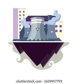 nuclear reactor over terrain over white background vector illustration design