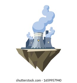 nuclear reactor over terrain over white background vector illustration design