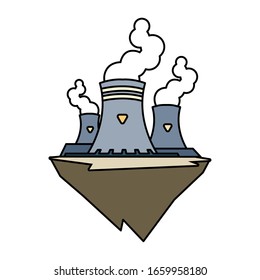 nuclear reactor over terrain over white background vector illustration design