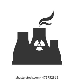 nuclear reactor plant power industry production silhouette vector illustration