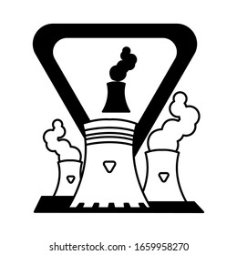 reactor nuclear con nubes de humo en el diseño de la ilustración del vector de fondo blanco