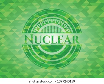 Nuclear realistic green mosaic emblem. Vector Illustration. Detailed.