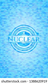 Nuclear realistic light blue mosaic emblem